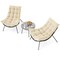 3-Piece Patio Rattan Papasan Chair Set with Cushions and Table